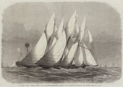 El Royal Thames Yacht Club Schooner-Match, el Cambria y Witchcraft rodeando el Mouse Light de Edwin Weedon